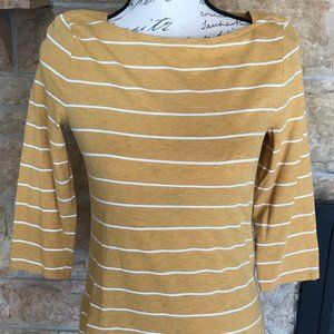 A New Day Yellow and White Striped 3/4 Sleeve Top